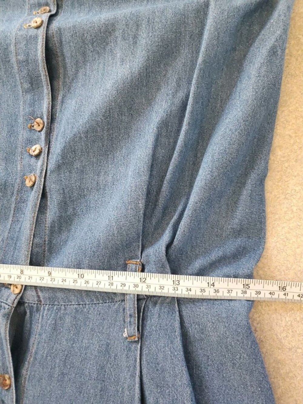 Tickets Sleeveless Button Front Denim Midi Dress Blue Sz. 10 Cottagecore Collar - Picture 8 of 12
